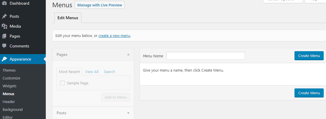 Wordpress menu