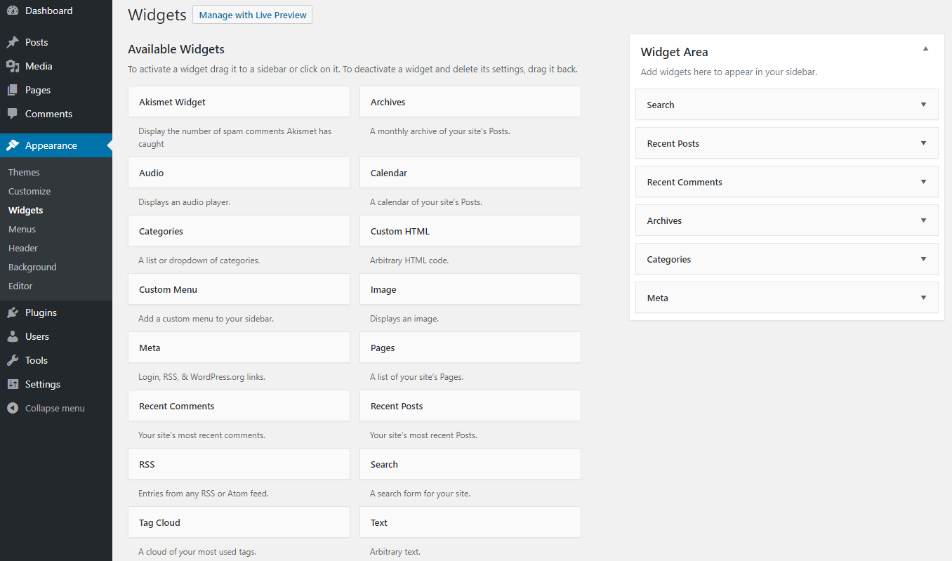 Wordpress widgets