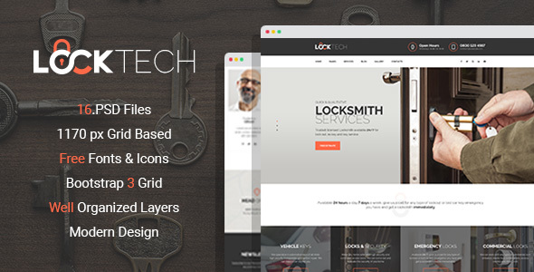 Home and Auto Locksmith Service PSD Template