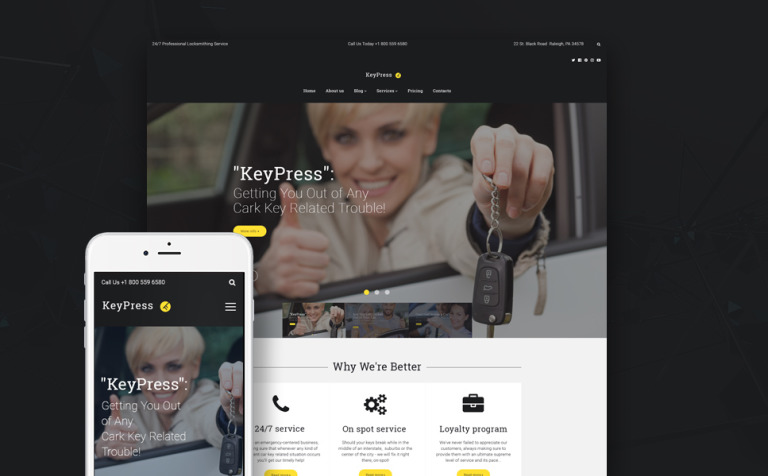 Car Key Replacement Service WordPress Theme