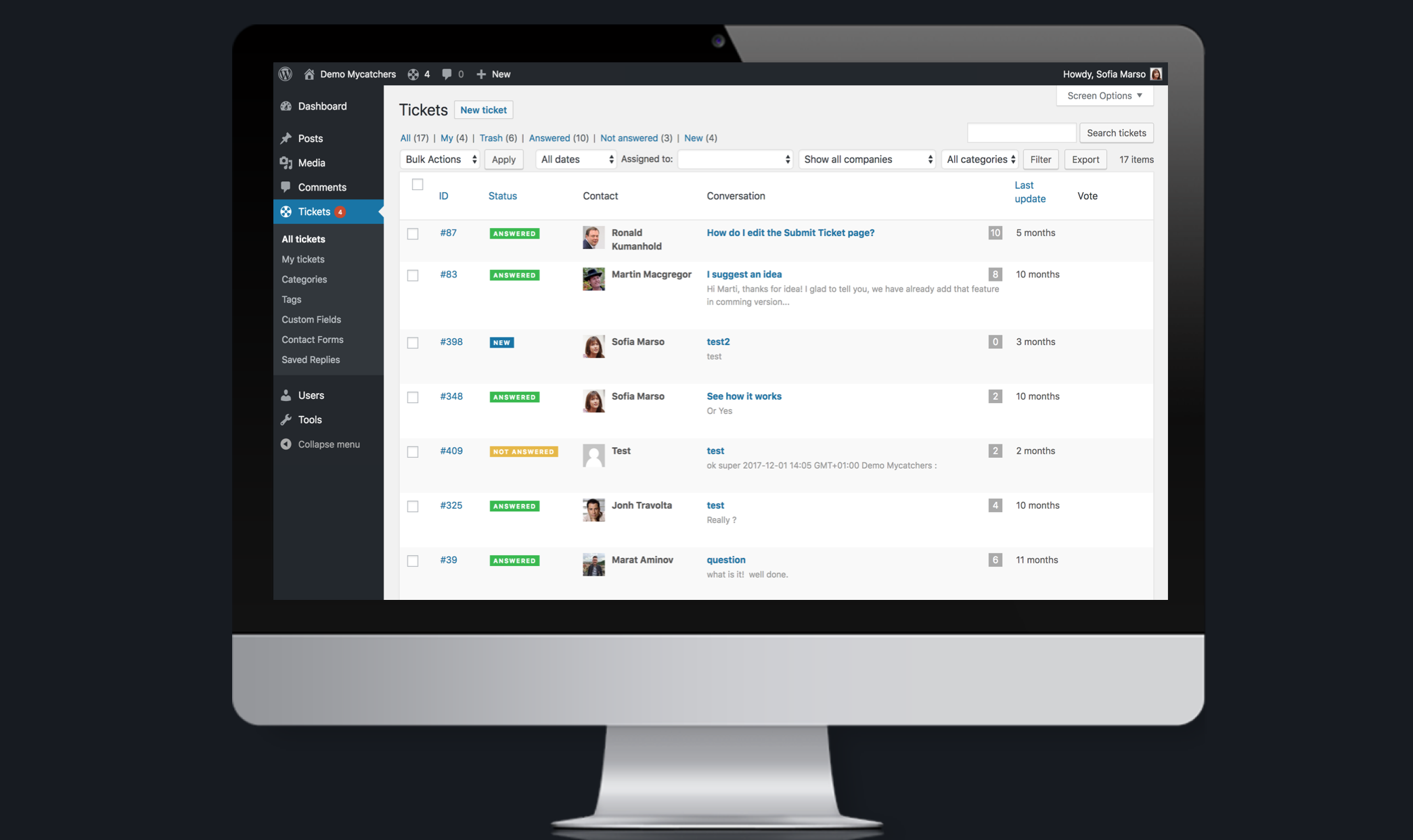 Catchers Helpdesk and Ticket System - WordPress plugin for customer support