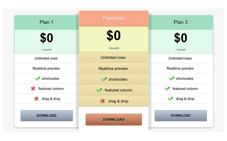 Pricing Table