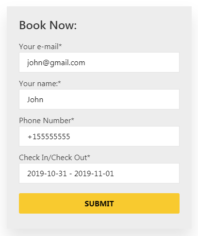 Booking Form on Elementor page