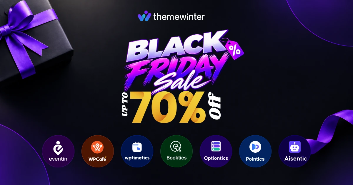 ThemeWinter Black Friday Sale 2026 - up to 70% off WordPress plugins